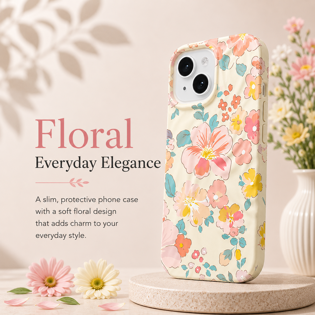 iPhone 14 Pastel Pattern Protective Case – Floral