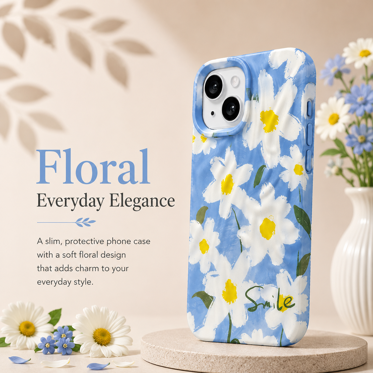 iPhone 14 Daisy Pattern Protective Case – Floral