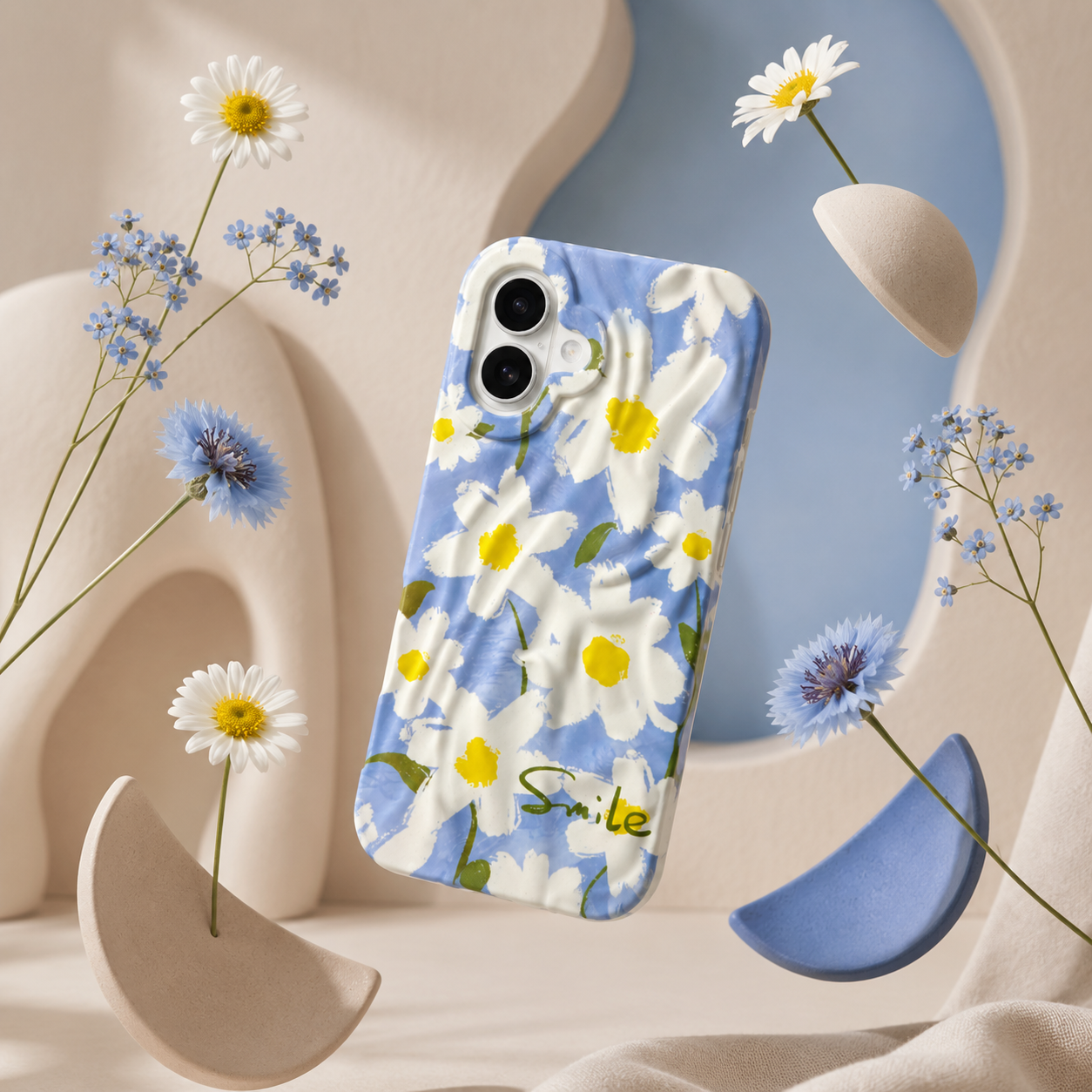 iPhone 16 Daisy Pattern Protective Case – Floral