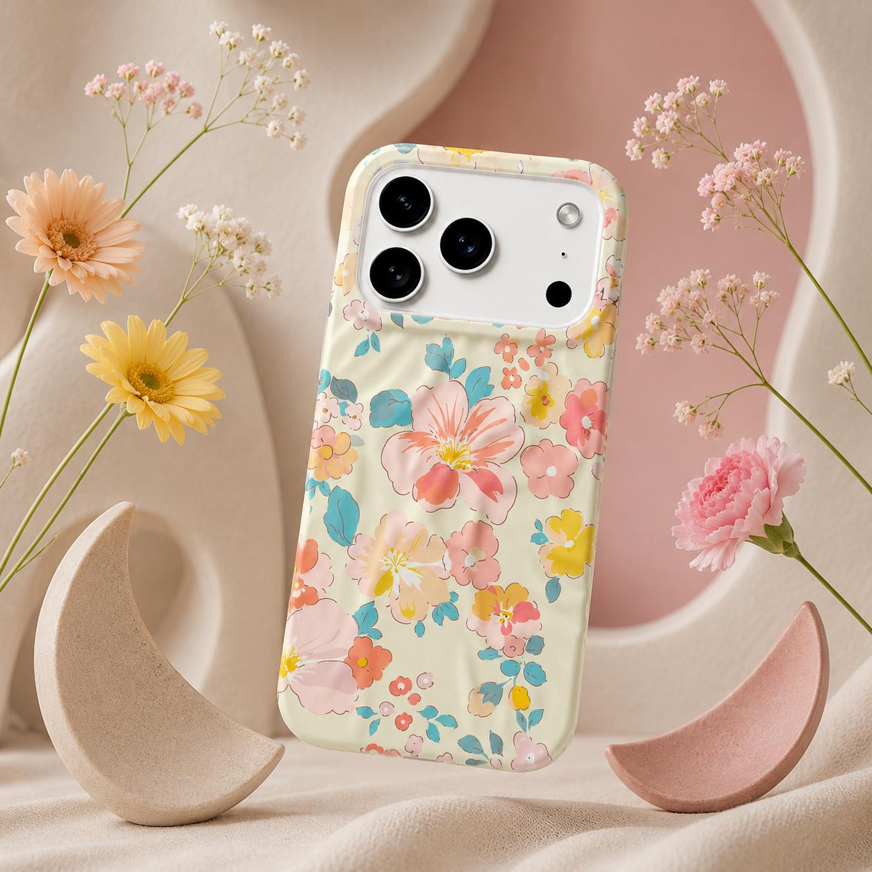 iPhone 17 Pro Pastel Pattern Protective Case – Floral