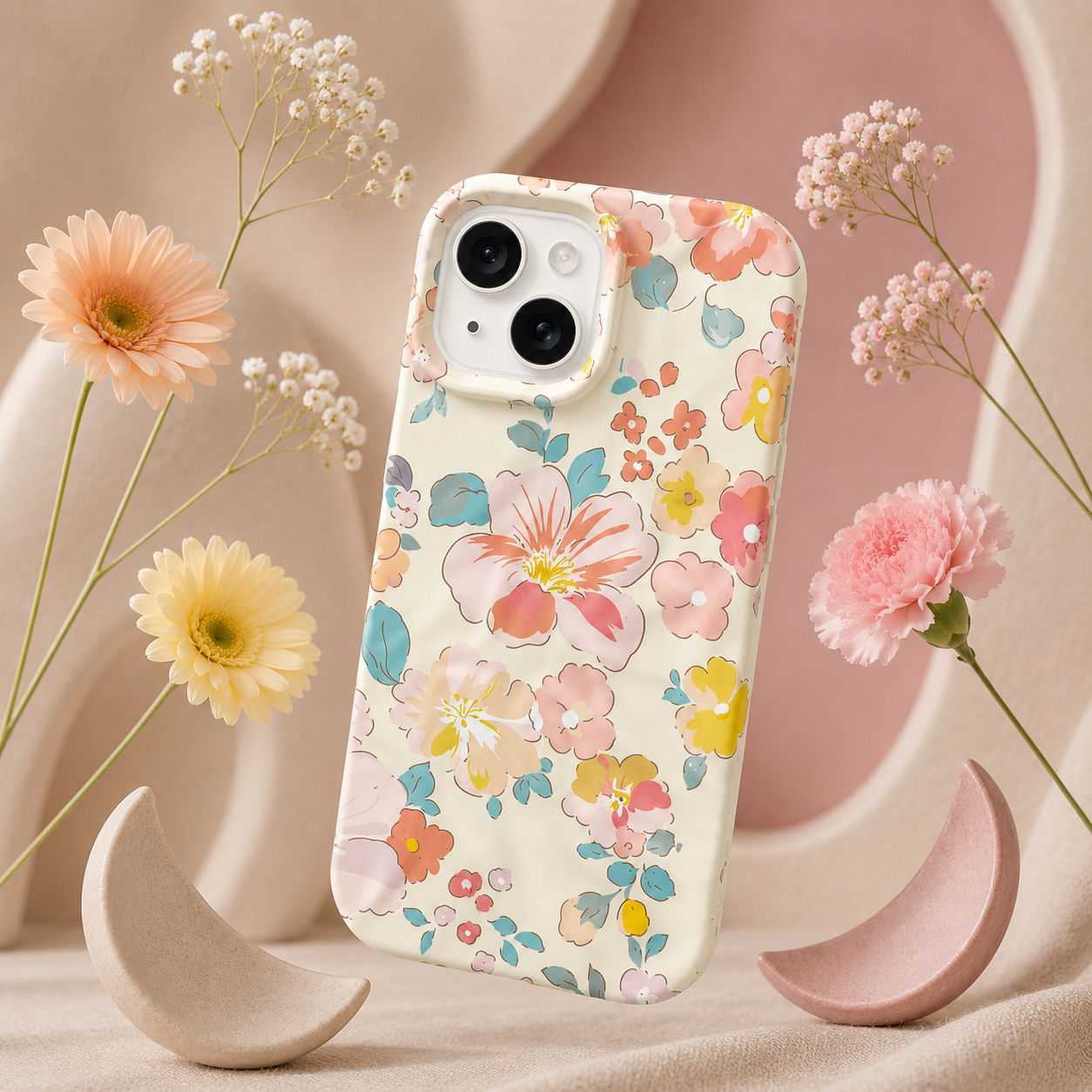 iPhone 14 Pastel Pattern Protective Case – Floral