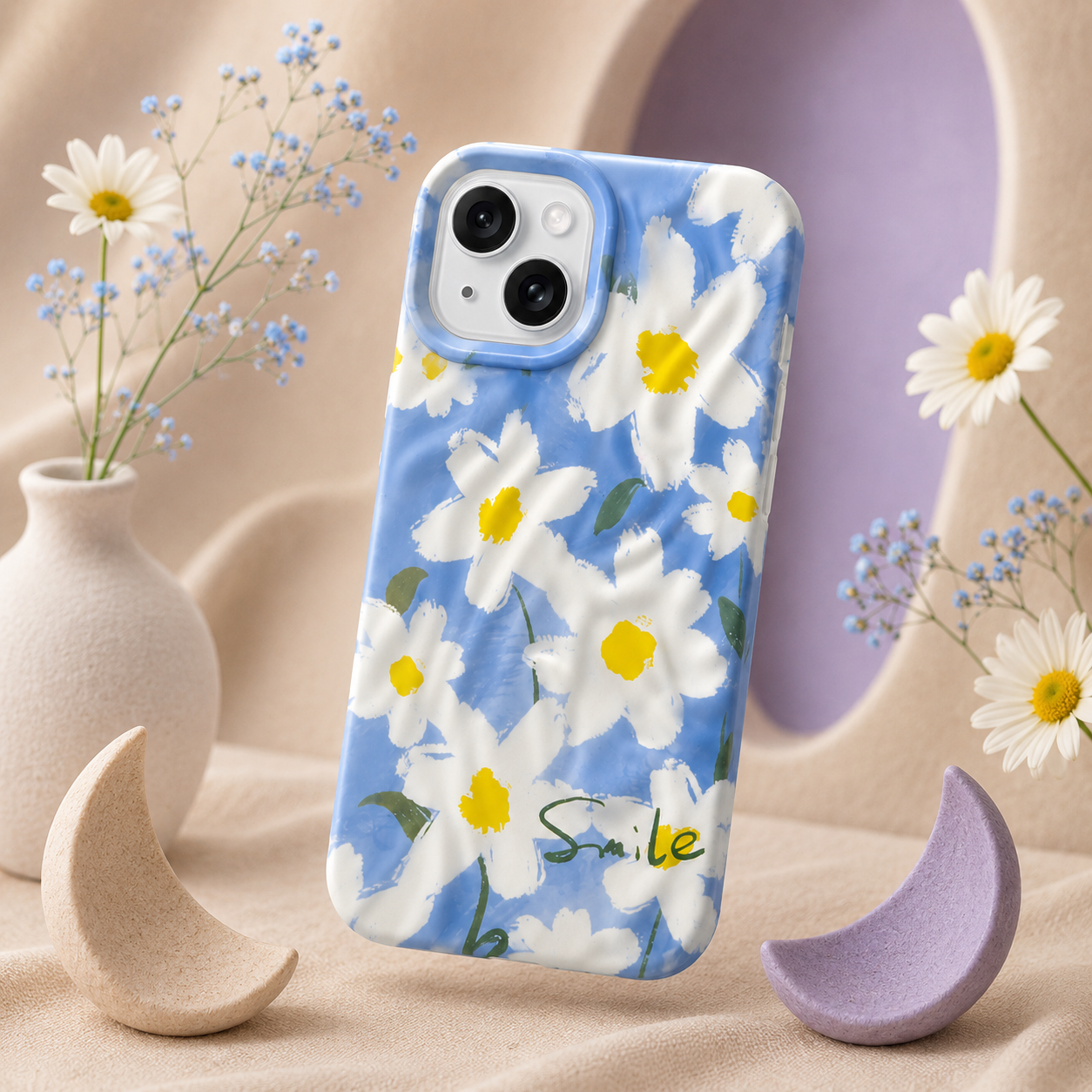 iPhone 15 Daisy Pattern Protective Case – Floral