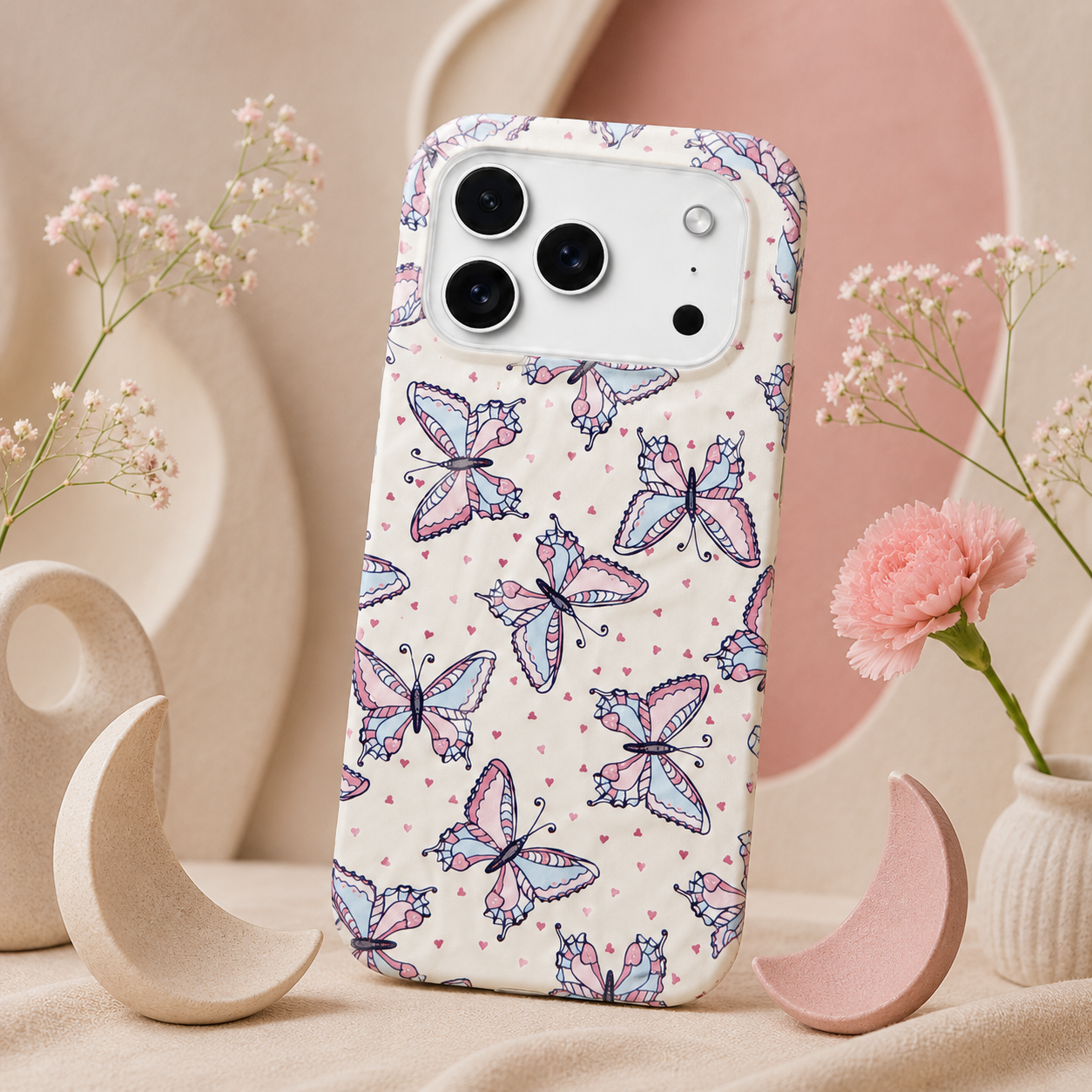 iPhone 17 Pro Max Butterfly Pattern Protective Case – Floral