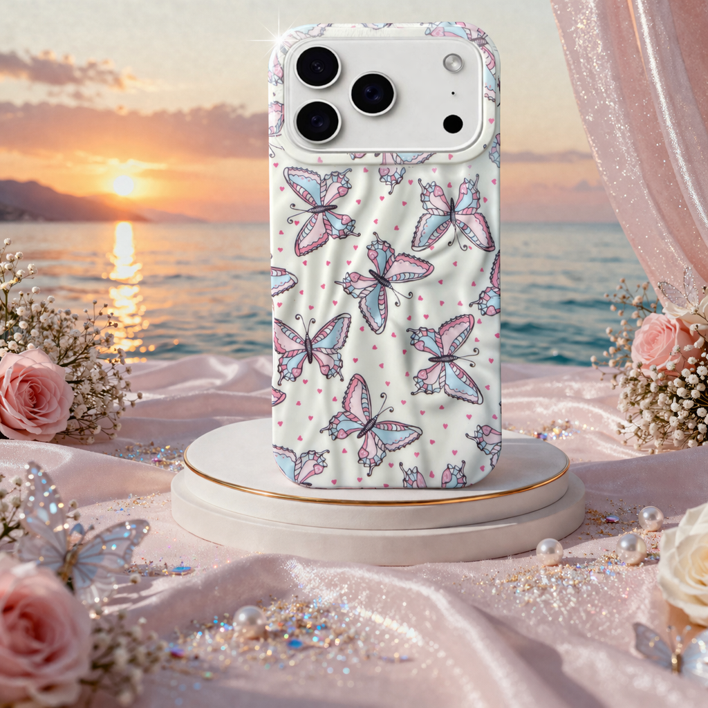 iPhone 17 Pro Max Butterfly Pattern Protective Case – Floral