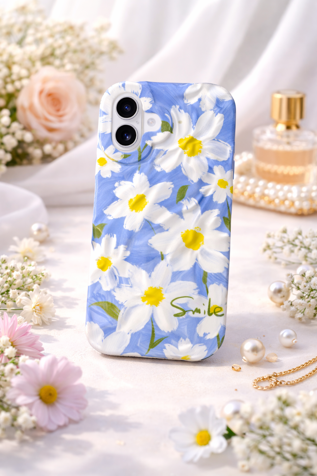 iPhone 16 Daisy Pattern Protective Case – Floral
