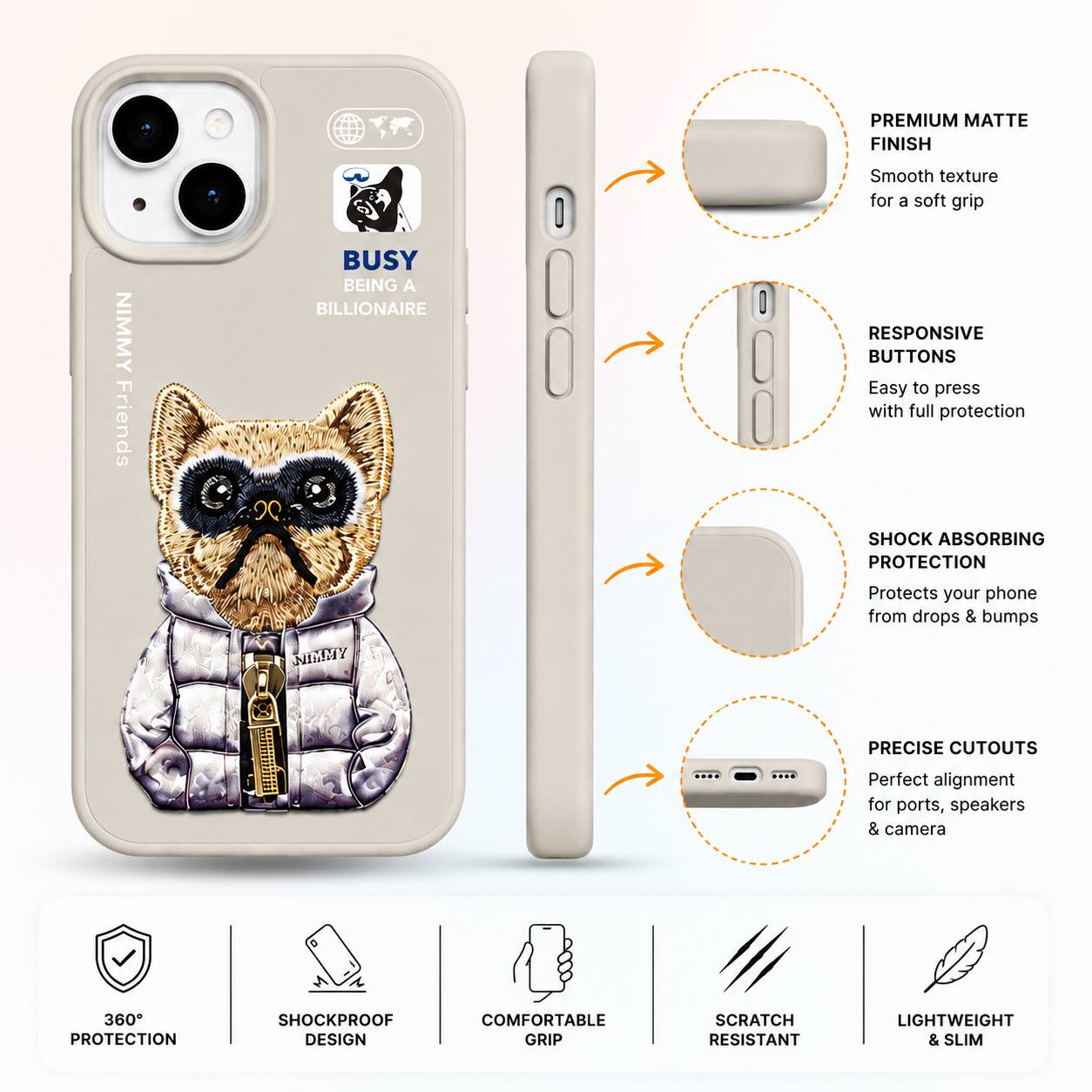 iPhone 14 3D Dog Case – Grey
