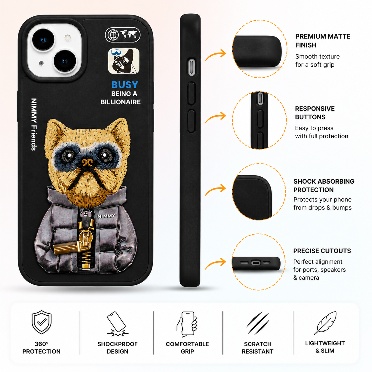 iPhone 14 3D Dog Case – Black