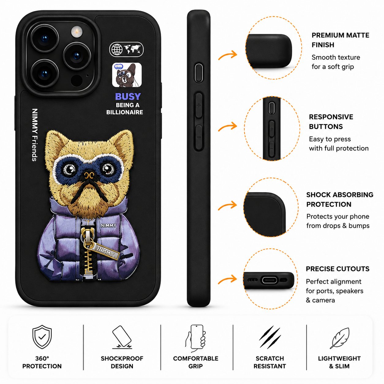 iPhone 15 Pro Max 3D Dog Case – Black