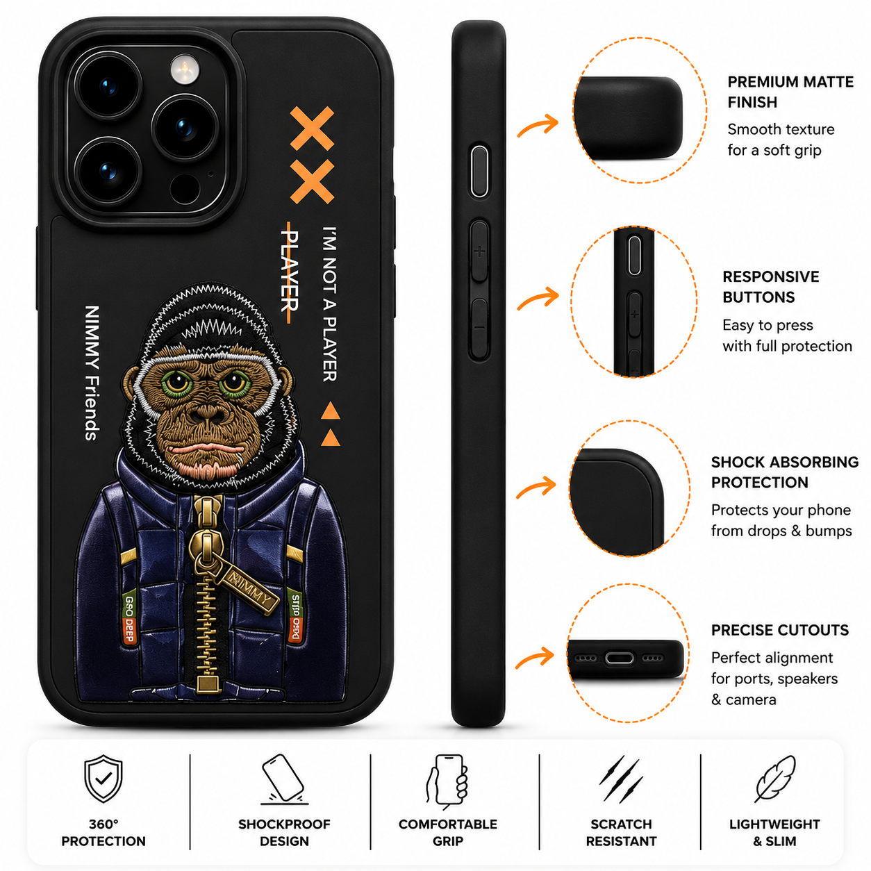 iPhone 15 Pro Max 3D Gorilla Case – Black