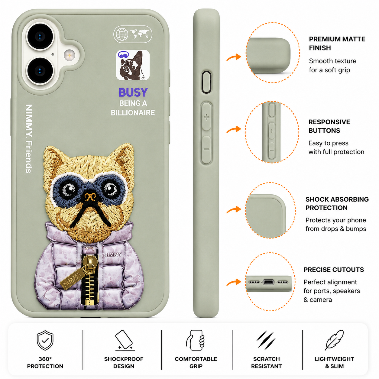 iPhone 16 3D Dog Case – Grey