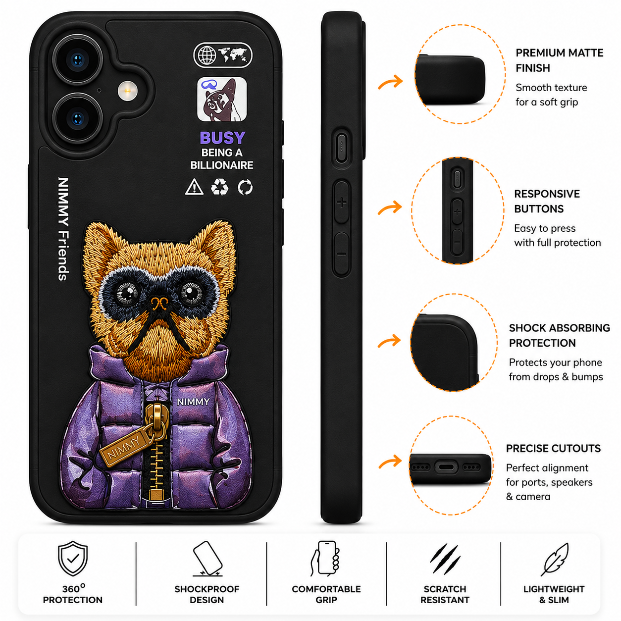 iPhone 16 3D Dog Case – Black