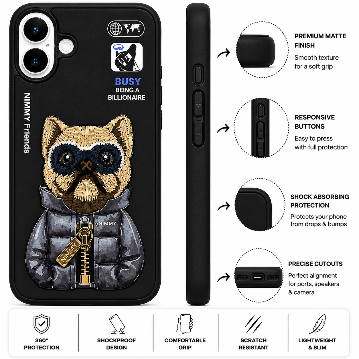 iPhone 17 3D Dog Case – Black