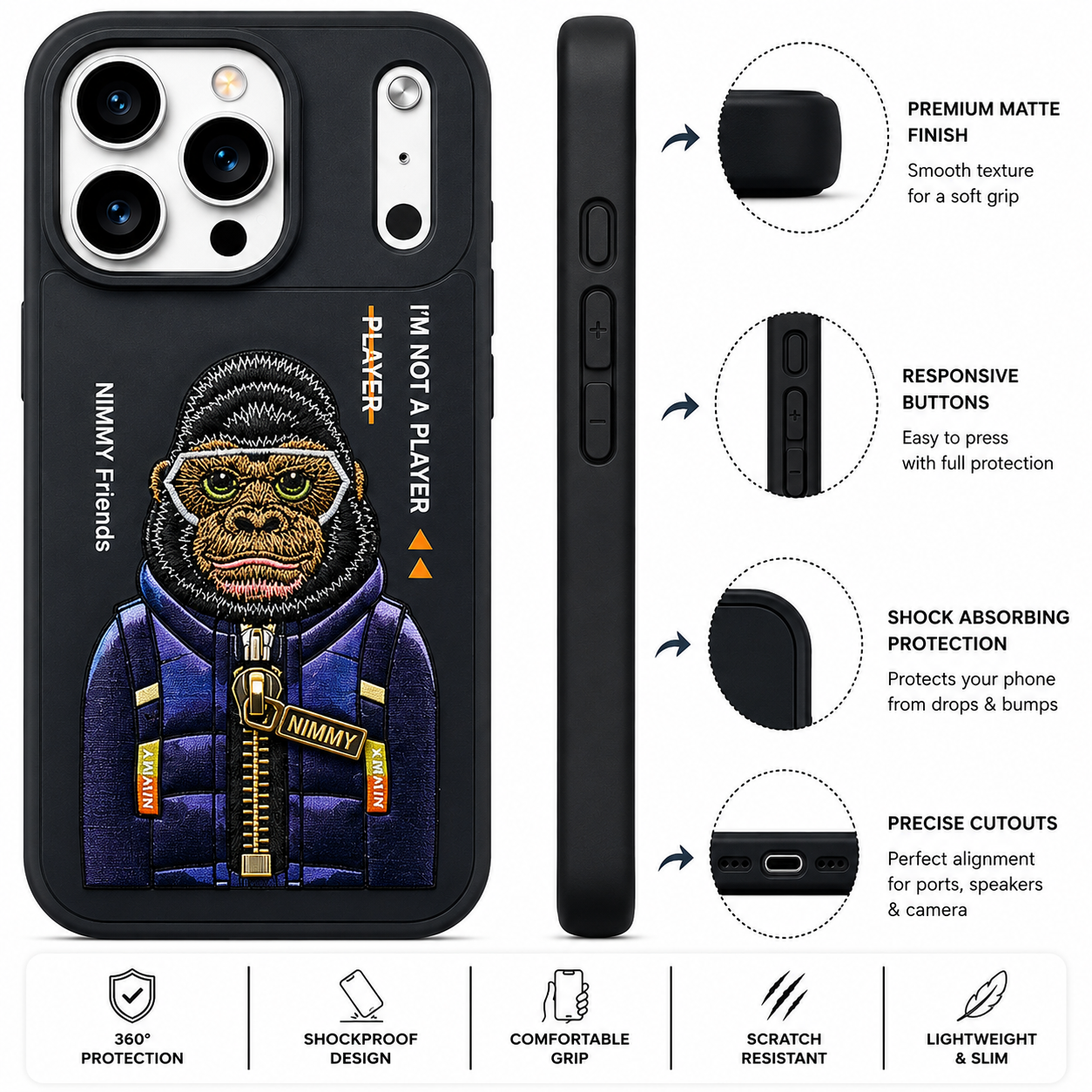 iPhone 17 Pro Max 3D Gorilla Case – Black