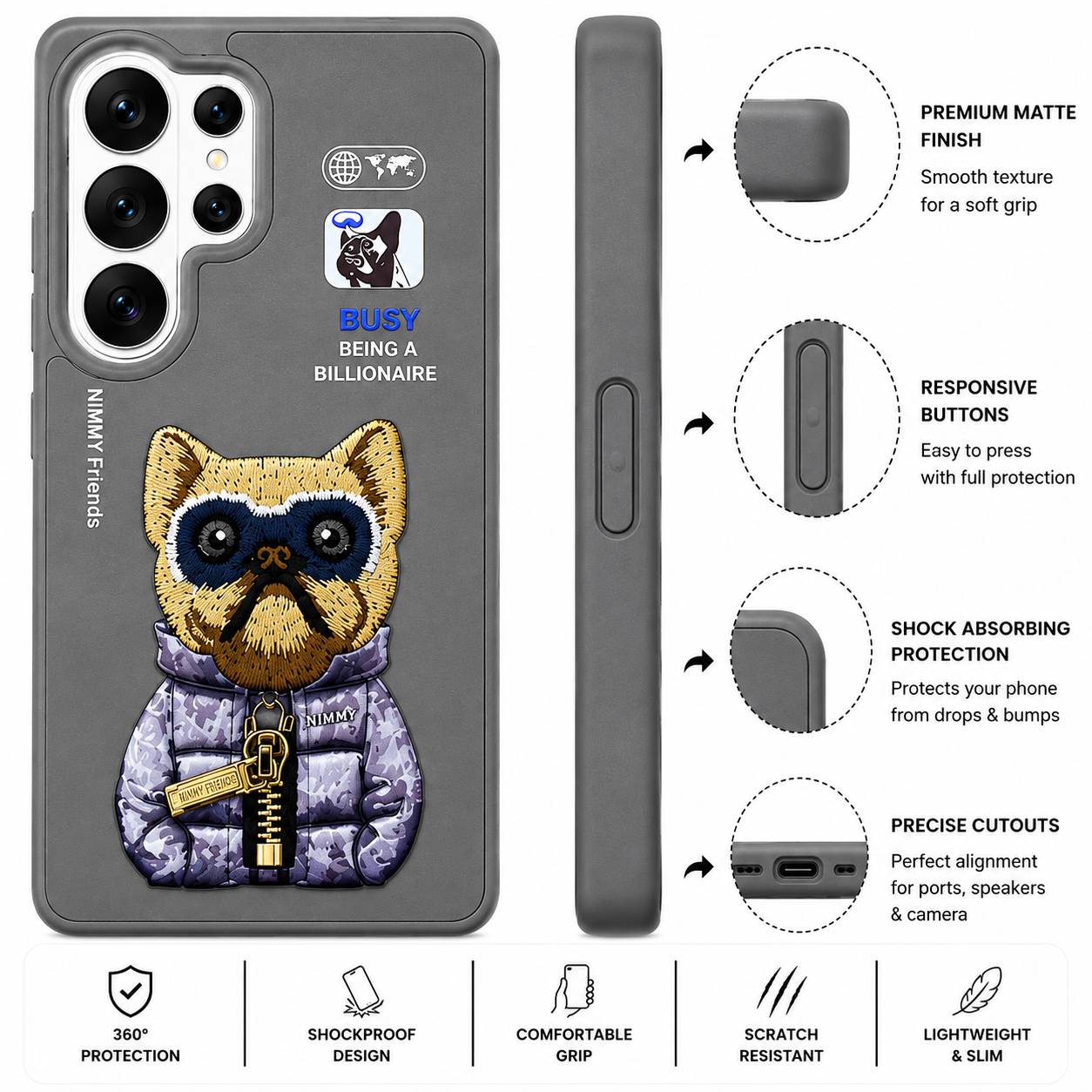 Samsung S26 Ultra 3D Dog Case – Grey