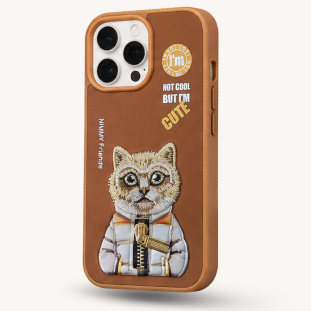 iPhone 15 Pro 3D Cat Case – Brown