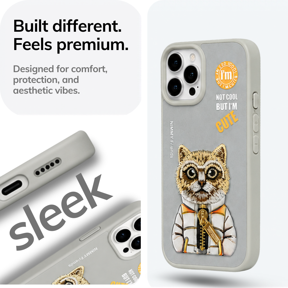 iPhone 15 Pro 3D Cat Case – Grey