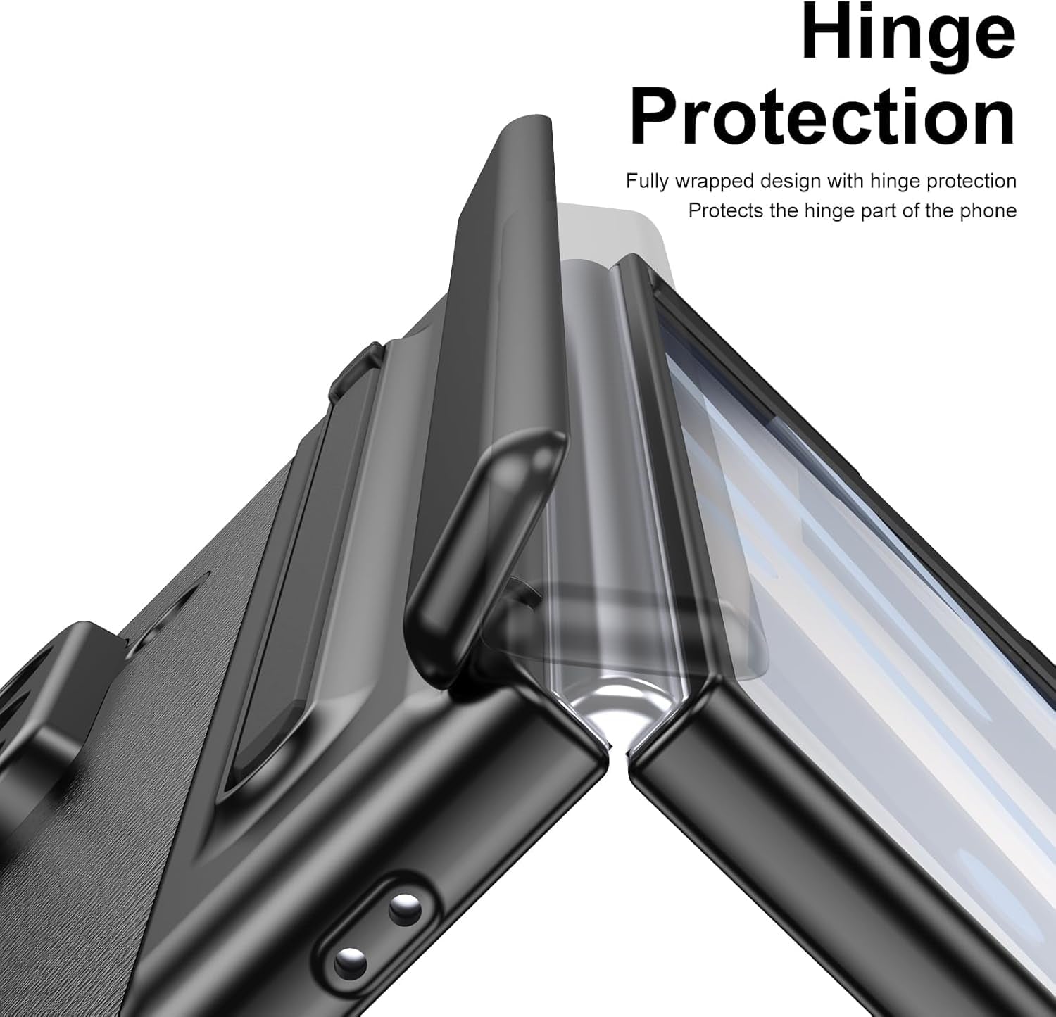 Samsung Galaxy Z Fold 7 Leather Hinge Protection Case with S Pen Holder – Black