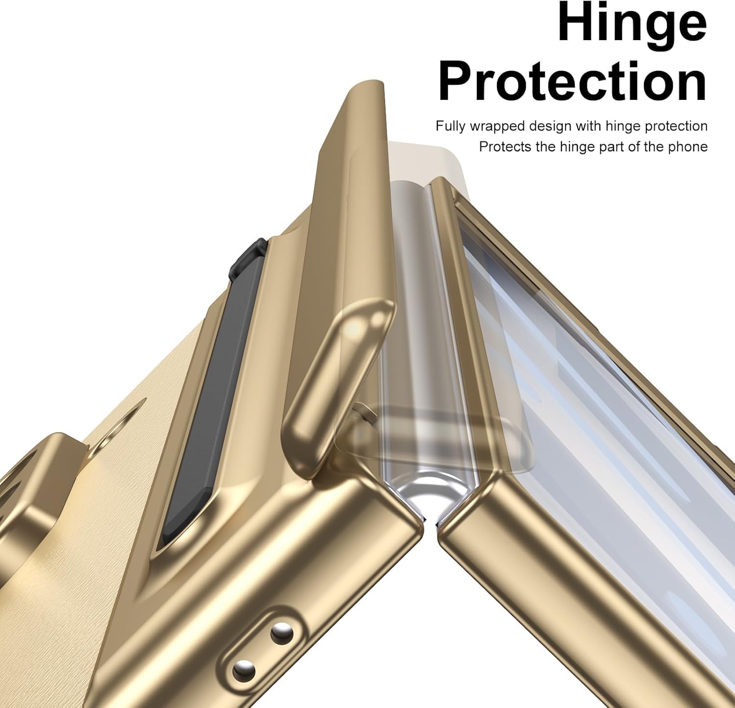 Samsung Galaxy Z Fold 7 Leather Hinge Protection Case with S Pen Holder – Gold