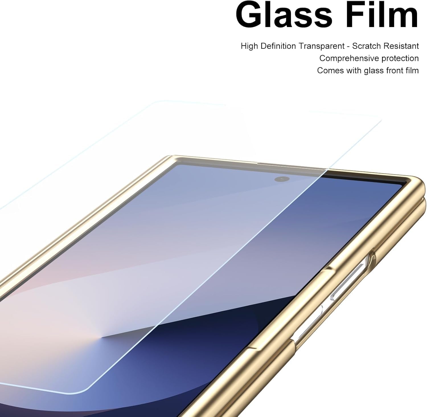 Samsung Galaxy Z Fold 7 Leather Hinge Protection Case with S Pen Holder – Gold