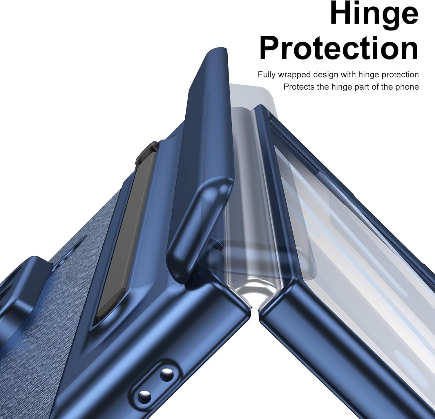 Samsung Galaxy Z Fold 7 Leather Hinge Protection Case with S Pen Holder – Blue
