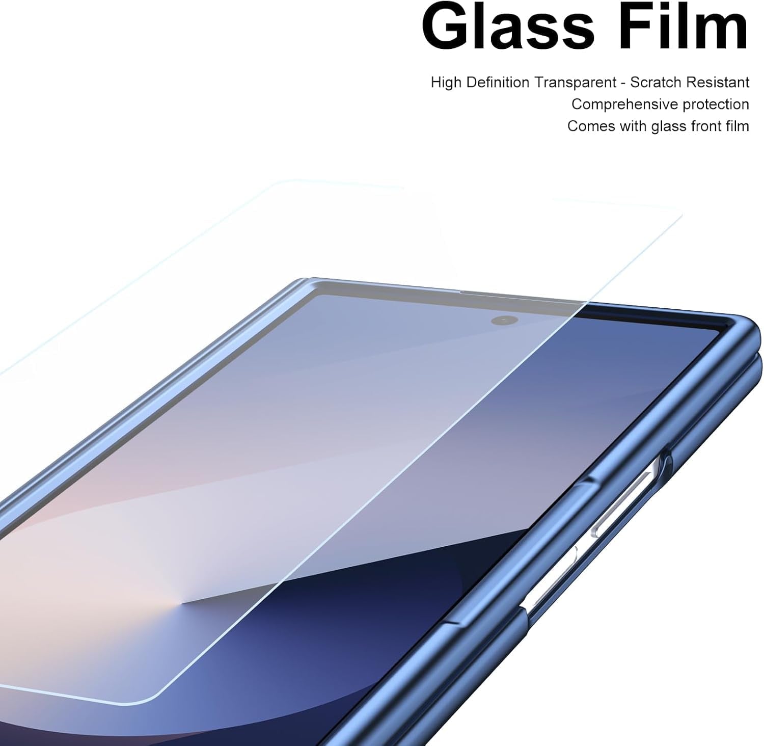 Samsung Galaxy Z Fold 7 Leather Hinge Protection Case with S Pen Holder – Blue