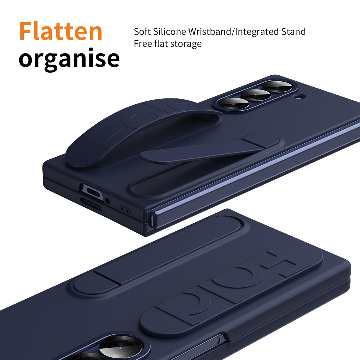Samsung Galaxy Z Fold 7 Wrist Strap & Kickstand Case – Blue