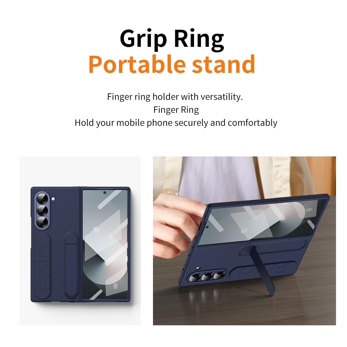 Samsung Galaxy Z Fold 7 Wrist Strap & Kickstand Case – Blue