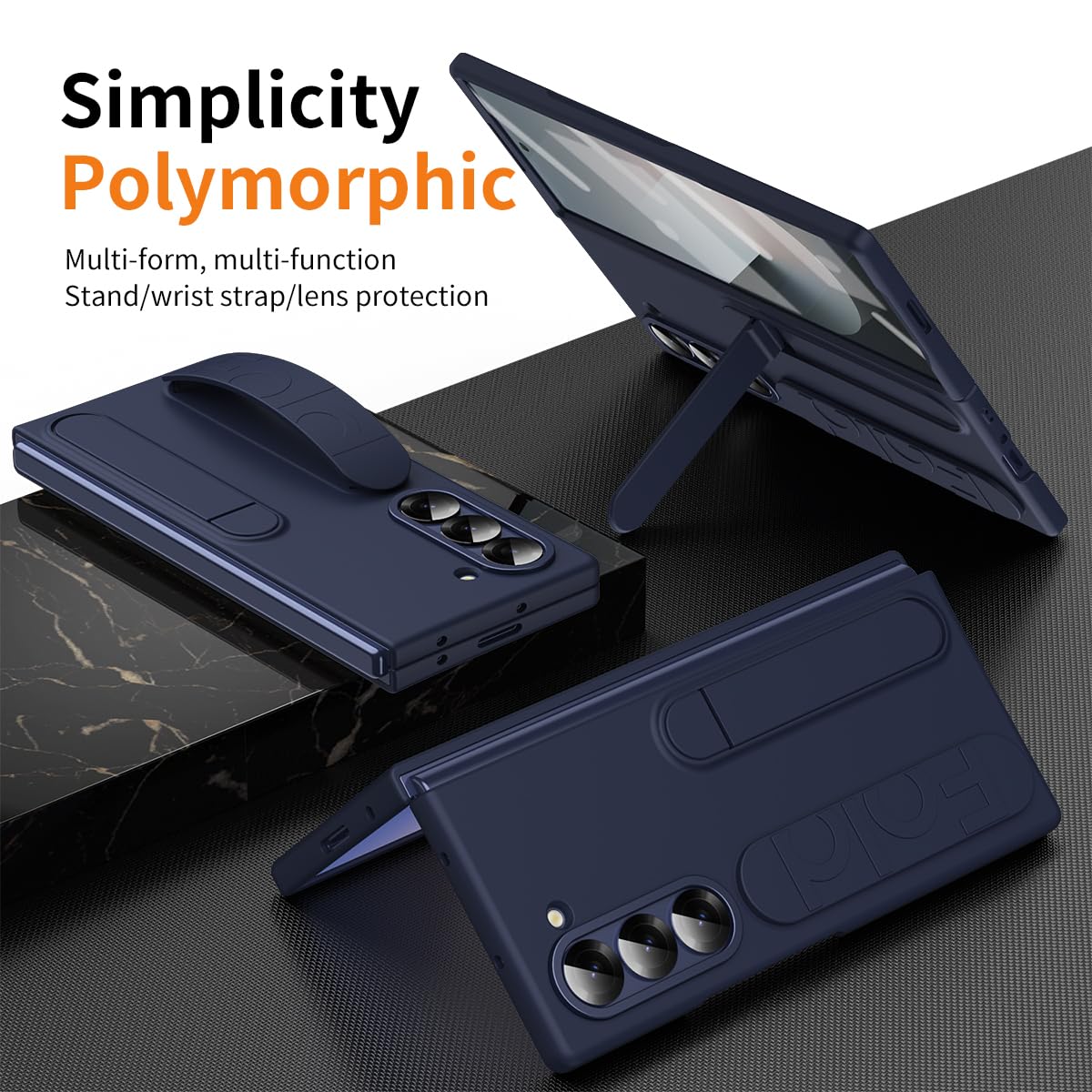 Samsung Galaxy Z Fold 7 Wrist Strap & Kickstand Case – Blue