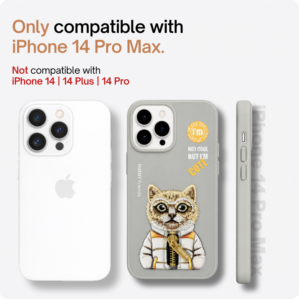 iPhone 14 Pro Max 3D Cat Case – Grey