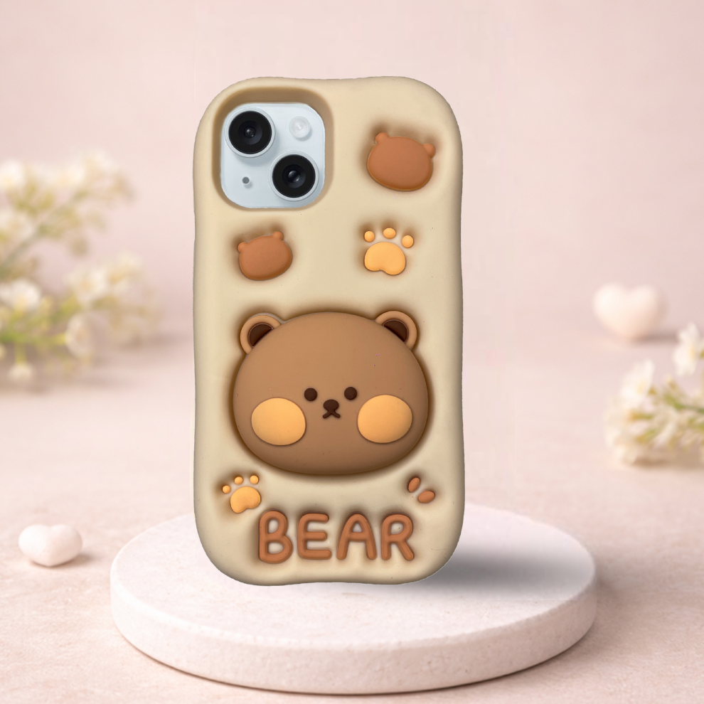iPhone 14 Bear Soft Silicone Case – Brown