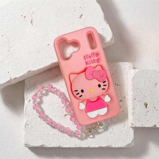 🎀 Pink Kitty 3D iPhone Case + Matching Charm Bundle ✨