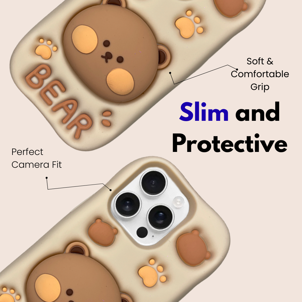 iPhone 15 Pro Bear Soft Silicone Case – Brown