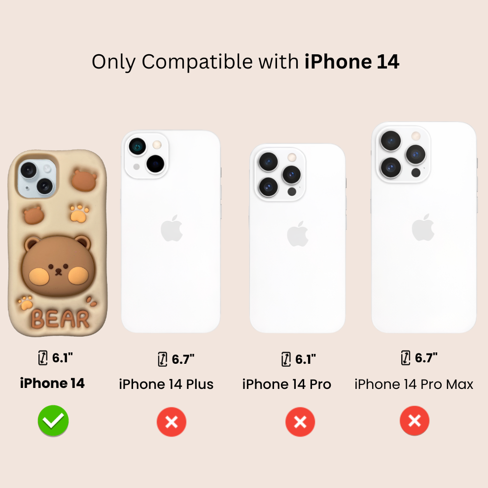 iPhone 14 Bear Soft Silicone Case – Brown