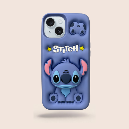 Cute Blue Cartoon 3D Silicone Case for iPhone 15 – Soft Shockproof Cover