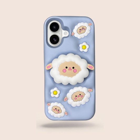 Cute Sheep 3D Silicone Case for iPhone 16 – Shockproof Soft Cover