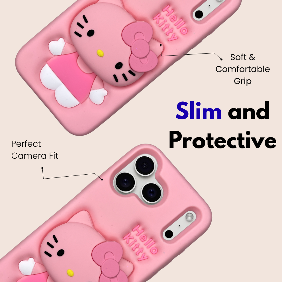 iPhone 17 Pro Max Kitty Cat Soft Silicone Case – Pink