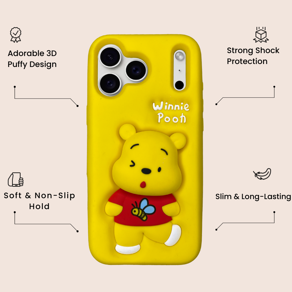 iPhone 17 Pro Honey Bear Soft Silicone Case – Yellow