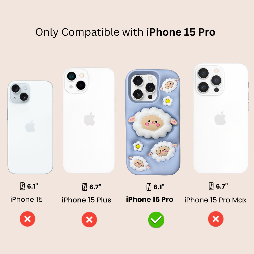 iPhone 15 Pro Sheep Soft Silicone Case – Blue