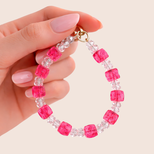 🍬 Candy Cube Bead Phone Charm – Y2K Pastel Wrist Strap ✨