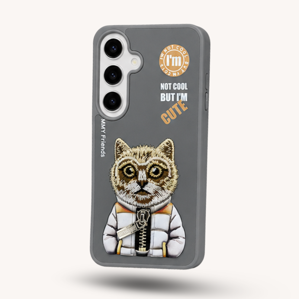 Samsung S24 3D Cat Case – Grey