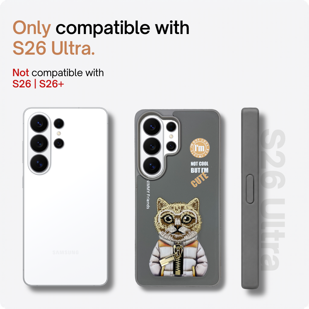 Samsung S26 Ultra 3D Cat Case – Grey
