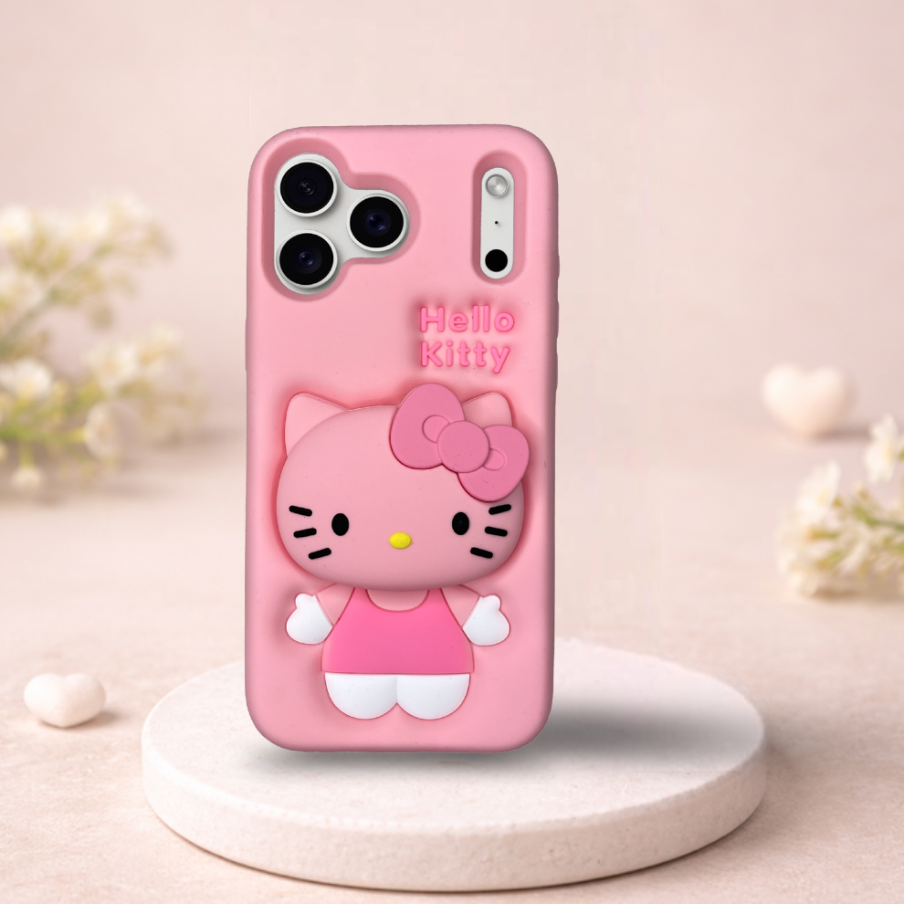 iPhone 17 Pro Kitty Cat Soft Silicone Case – Pink