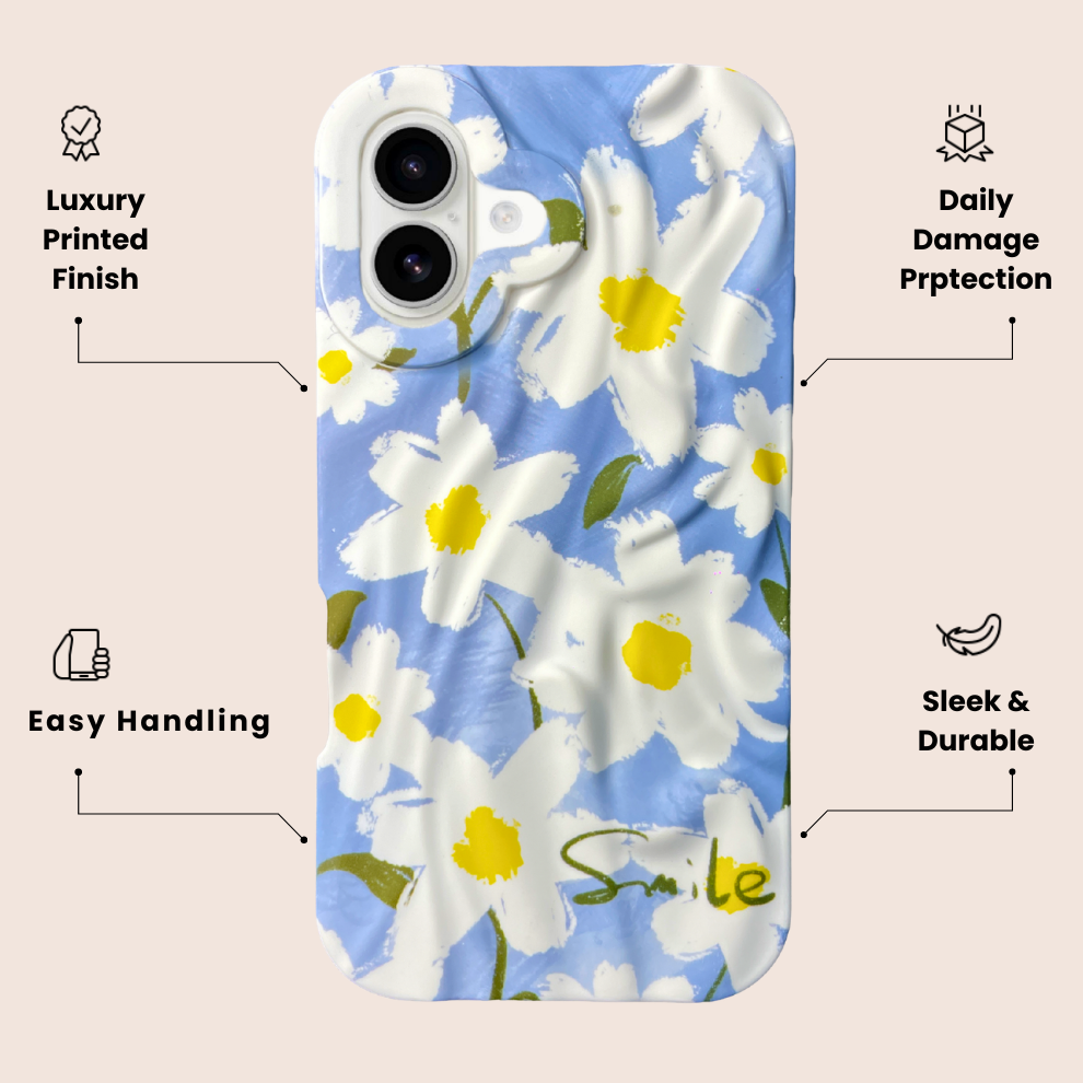 iPhone 16 Daisy Pattern Protective Case – Floral