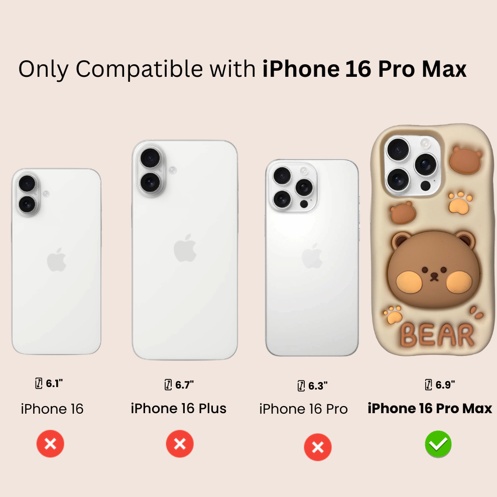 iPhone 16 Pro Max Bear Soft Silicone Case – Brown