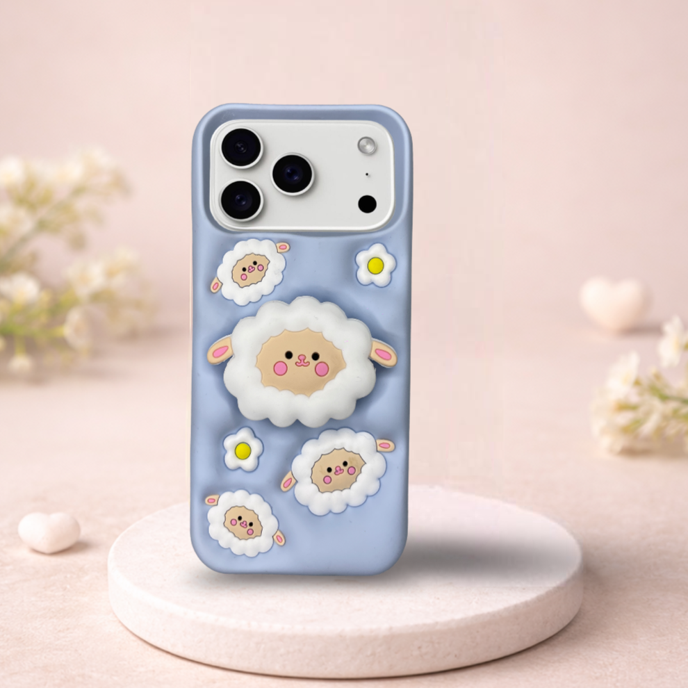iPhone 17 Pro Sheep Soft Silicone Case – Blue