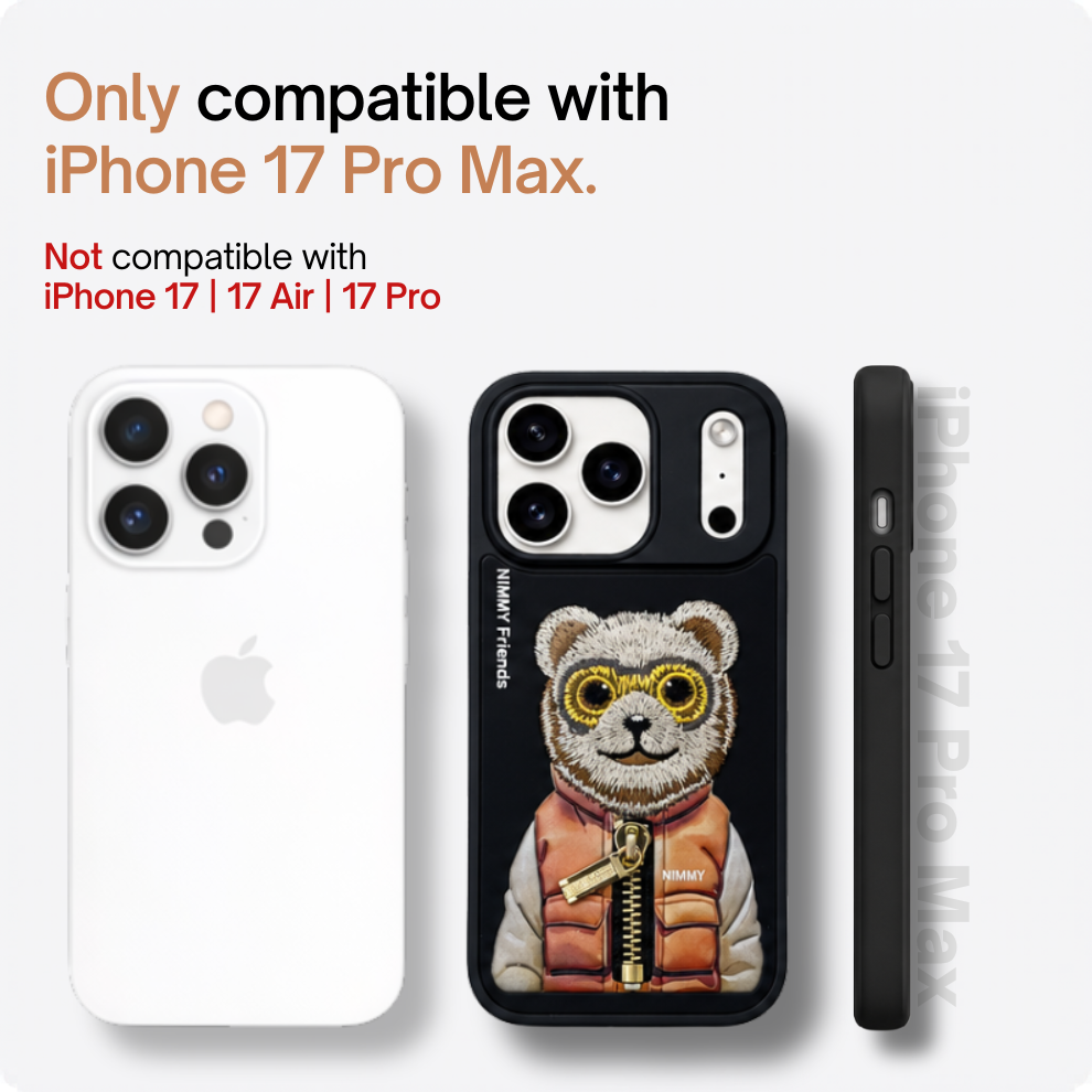 iPhone 17 Pro Max 3D Bear Case – Black
