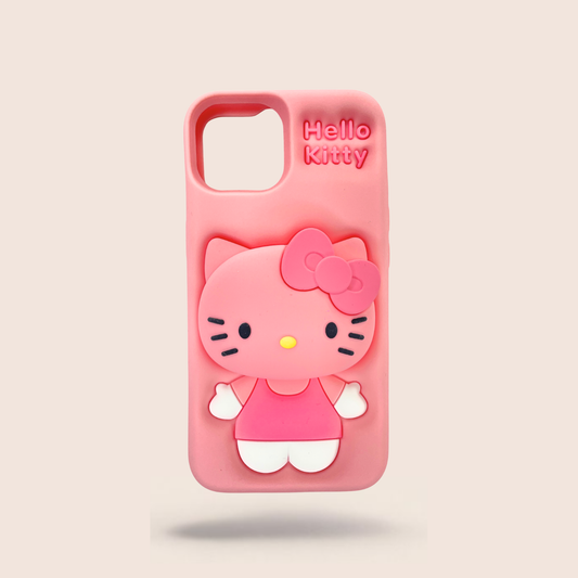 3D Cute Kitty Silicone Case – Shockproof & Pink Aesthetic 💗🎀