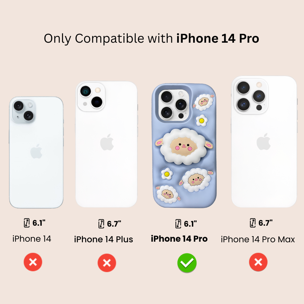 iPhone 14 Pro Sheep Soft Silicone Case – Blue