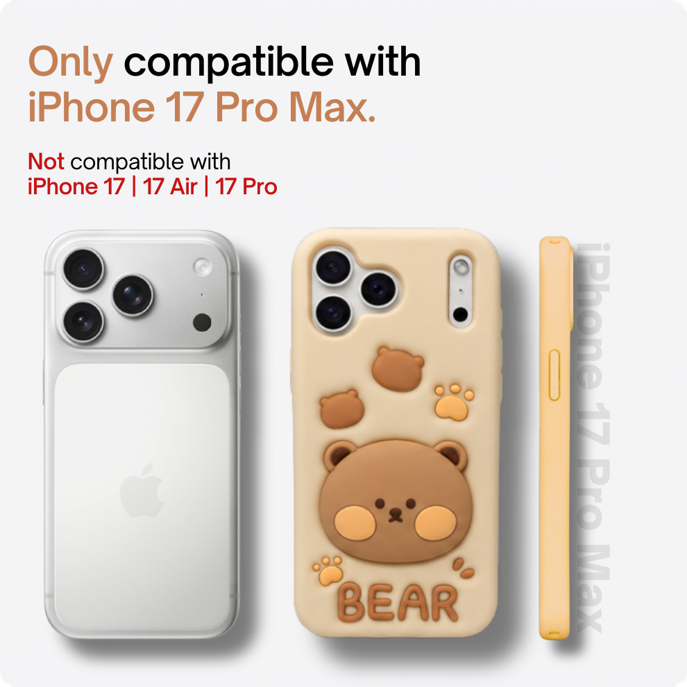 iPhone 17 Pro Max Bear Soft Silicone Case – Brown