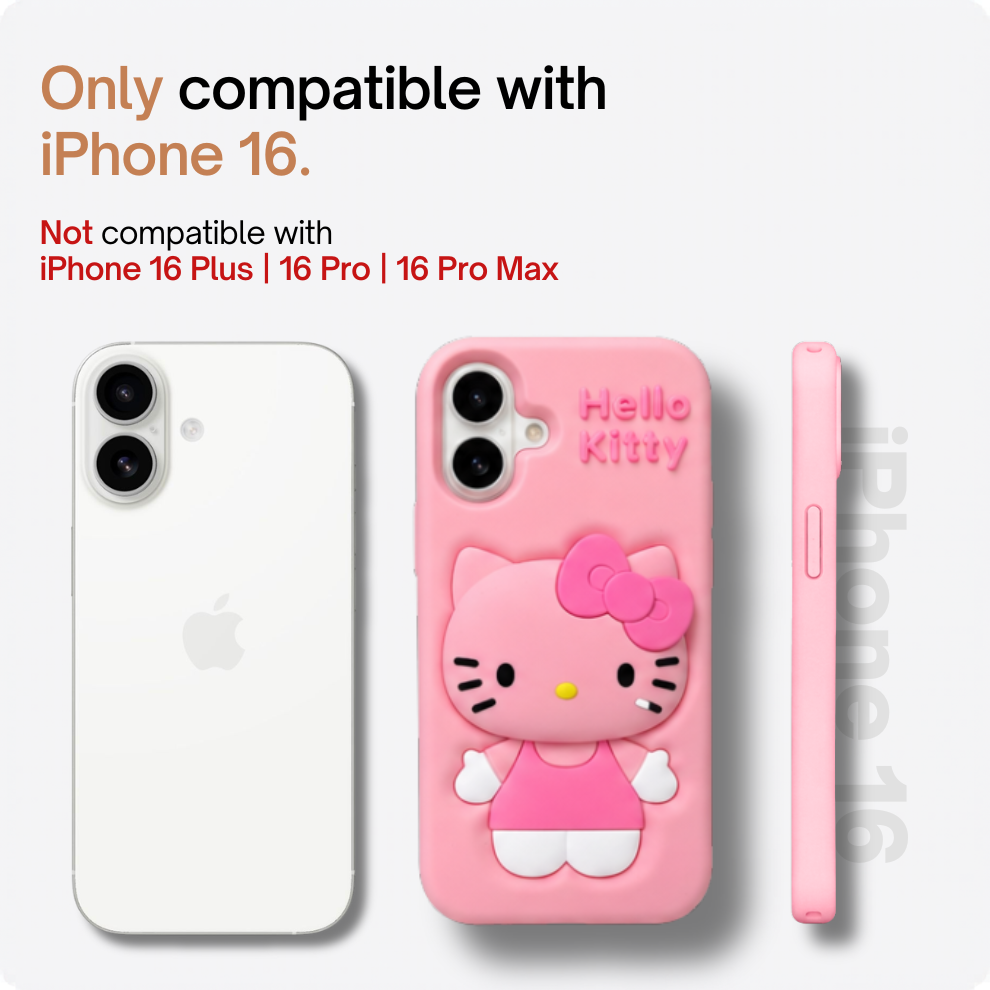 iPhone 16 Kitty Cat Soft Silicone Case – Pink